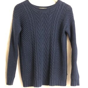 Navy Blue Cable Knit Sweater